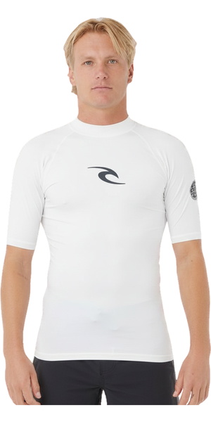 2026 Rip Curl Hombres Waves UPF Performance Camiseta De Lycra De Manga Corta 16MMRV - White